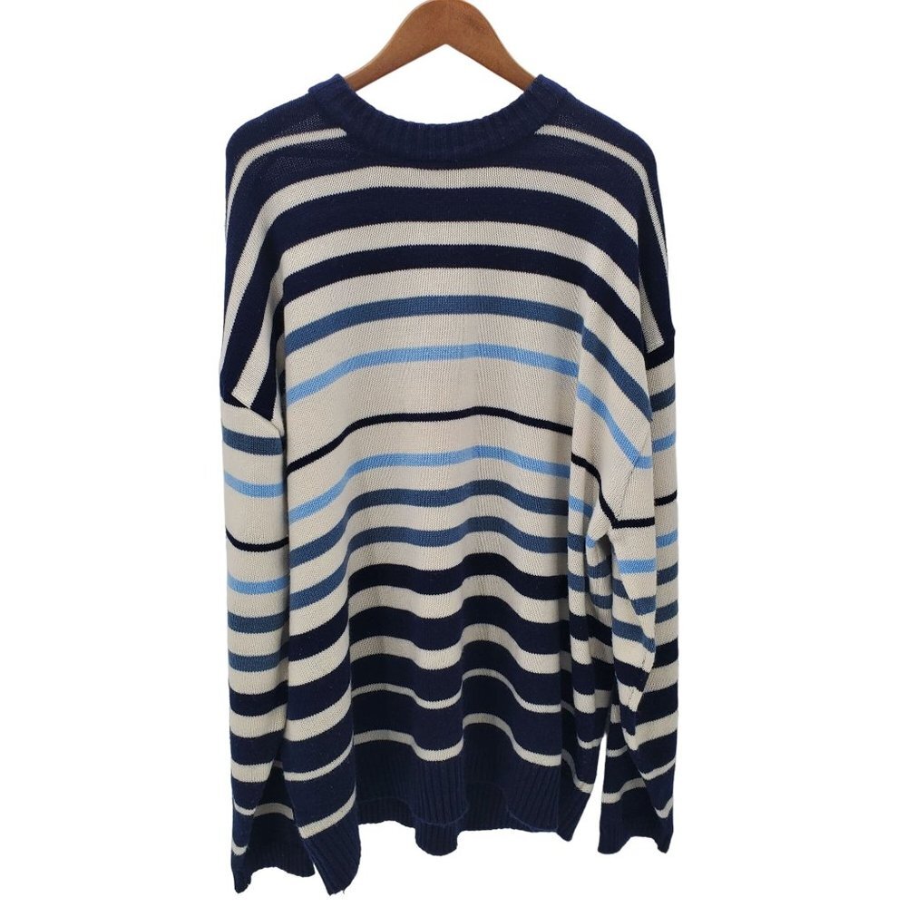 Koman Sport Sweater Mens L Multicolor Striped Long Sleeve Crew‎ Neck Pullover